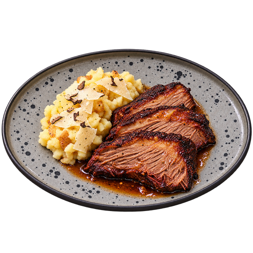 Menu Five | Black Angus brisket with potatoes and truffle pecorino